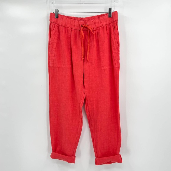 Enza Costa Pants - ENZA COSTA Easy Linen Pant 100% French Linen Red L 3 NWOT